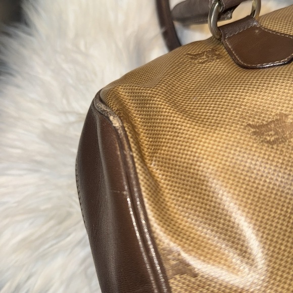 90s VTG Burberrys Boston Duffle Travel Bag Brown Leather Monogram Bag Italy Used - Picture 14 of 16